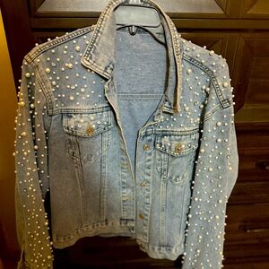 Pearl Embellished Denim Jacket